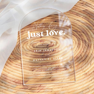 Invitaciones Acrílicas Nada Elegante Solo Amor Retro Groovy Arco Boda