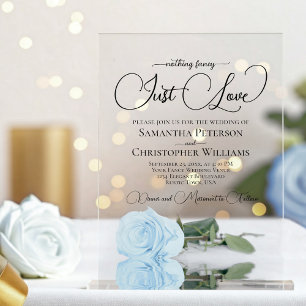 Invitaciones Acrílicas Nada Elegante Solo Amor Rosa Azul Pálido Boda