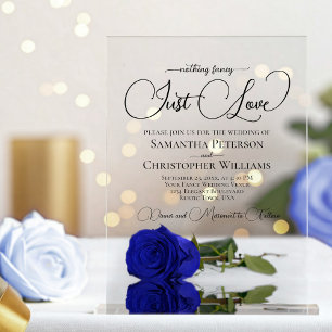 Invitaciones Acrílicas Nada Elegante Solo Amor Rosa Azul Real Boda