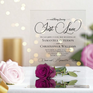 Invitaciones Acrílicas Nada Elegante Solo Amor Rosa Ciruela Magenta Boda