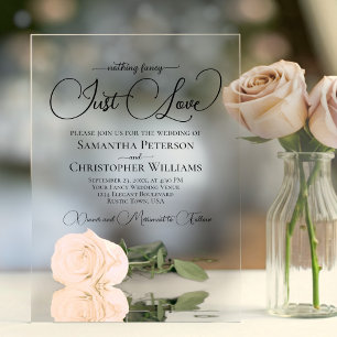 Invitaciones Acrílicas Nada Elegante Solo Amor Rosa Melocotón Pálido Boda