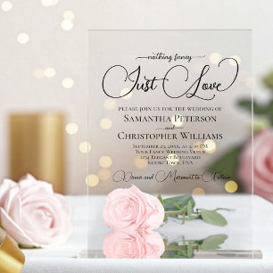 Invitaciones Acrílicas Nada Elegante Solo Amor Rosa Rosa Elegante Boda
