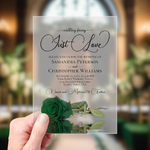 Invitaciones Acrílicas Nada Elegante Solo Amor Rosa Verde Esmeralda Boda