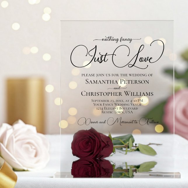 Invitaciones Acrílicas Nada Fancy Ama Solamente A Posh Burgundy Rosa Boda (Subido por el creador)