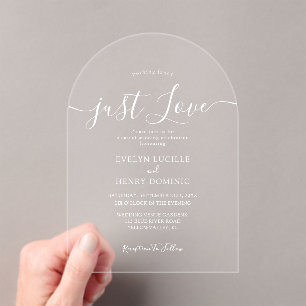 Invitaciones Acrílicas Nada Fancy Ama Solamente A Whimsical Script Boda