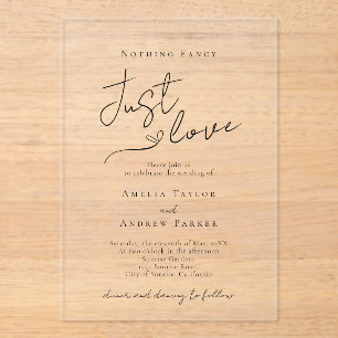 Invitaciones Acrílicas Nada Fancy Ama Solamente La Boda Elegante