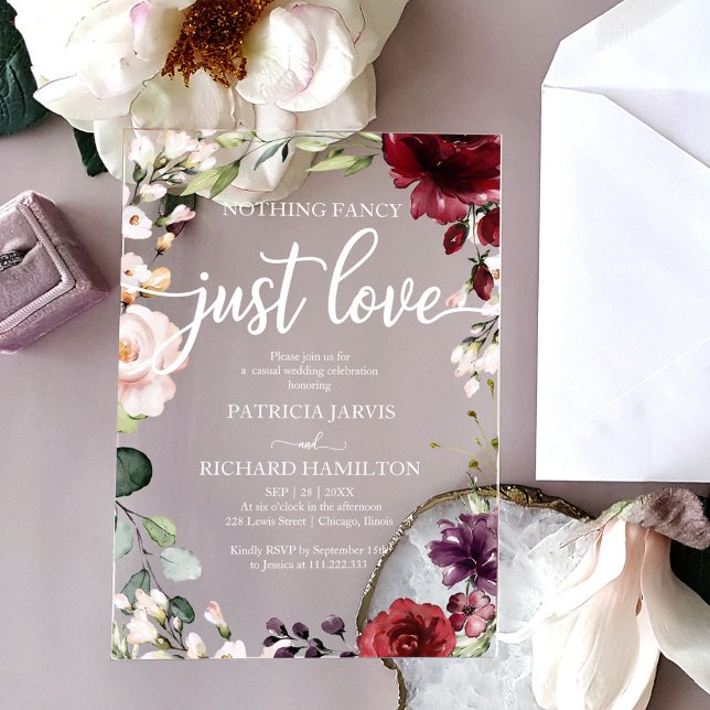 Invitaciones Acrílicas Nada Fancy Just Love Boda (Subido por el creador)