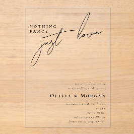 Invitaciones Acrílicas Nada Fancy Just Love Script Boda