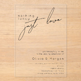 Invitaciones Acrílicas Nada Fancy Just Love Script Boda