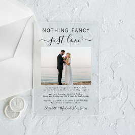 Invitaciones Acrílicas Nada Fancy Love Just Love Photo Wedding Recepción