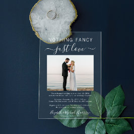 Invitaciones Acrílicas Nada Fancy Love Just Love Photo Wedding Recepción