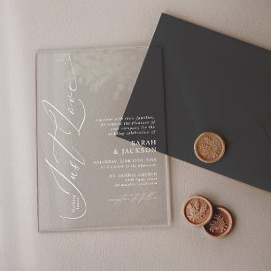 Invitaciones Acrílicas Nada Lujoso Solo Amor, Boda Minimalista Moderna
