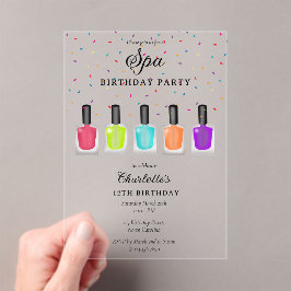 Invitaciones Acrílicas Nail Manicure Pedicure Mani Pedi Girl Spa Birthday