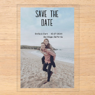 Invitaciones Acrílicas naranja boho guardar la fecha QR añadir foto del n