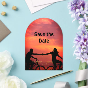 Invitaciones Acrílicas naranja boho guardar la fecha QR añadir foto del n