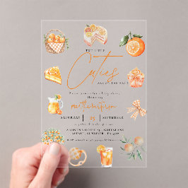 Invitaciones Acrílicas Naranja de cítricos gemelos Cutie Summer Baby Show