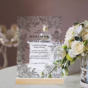 Invitaciones Acrílicas Naranja Dusty Brunt Peony Flores Caen Boda