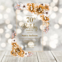 Naranja moderno Floral 70 cumpleaños