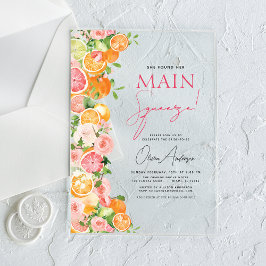 Invitaciones Acrílicas Naranja para la ducha nupcial Main Squeeze Citrus