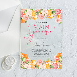 Invitaciones Acrílicas Naranja principal de la ducha de la novia del citr