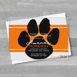 Invitaciones Acrílicas Naranja único y elegante huella digital negra