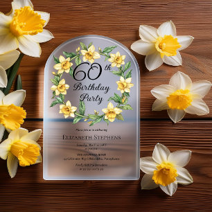 Invitaciones Acrílicas Narcisos Amarillos Elegantes Florales Cumpleaños 6
