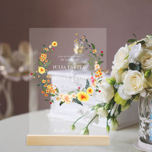 Invitaciones Acrílicas Narcisos Botánicos Flor de Peonía Dalia Bodas