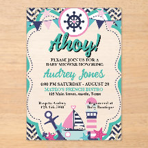 Nautical Ahoy Baby Shower Invitation