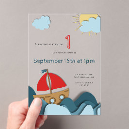 Invitaciones Acrílicas Nautical Nautical First Birday