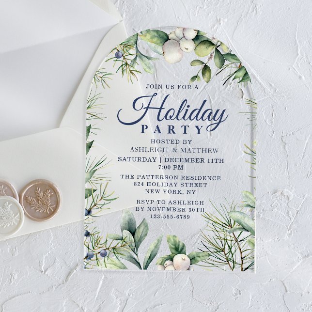 Invitaciones Acrílicas Navidad Floral de Invierno Rústica (Subido por el creador)