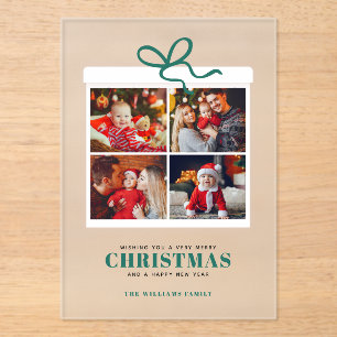 Invitaciones Acrílicas Navidad Presente 4 Collage de fotos