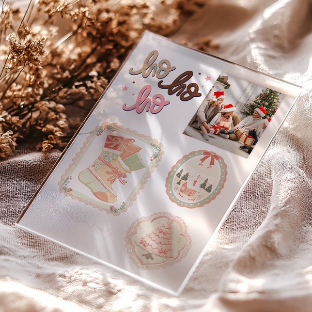 Invitaciones Acrílicas Navidad Retro Rosa Verde (Subido por el creador)