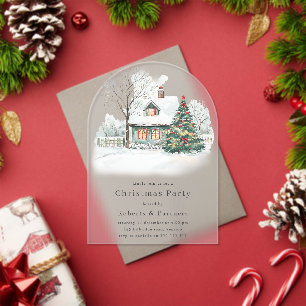 Invitaciones Acrílicas Navidades acogedores feriado o Fiesta de Navidades