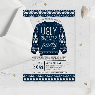 Invitaciones Acrílicas Navidades azules feos fiesta de feriado dulce