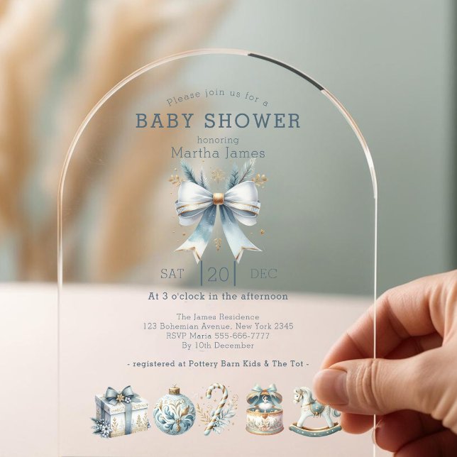 Invitaciones Acrílicas Navidades azules helados Ducha bebé Coquette (Subido por el creador)