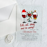 Invitaciones Acrílicas Navidades Cena Cócteles Vino Gafas<br><div class="desc">El Fiesta navidades Eve Dinner Bebe Cócteles Navidades de lentes de vino Fiesta Acrylic Invitation ofrece vasos de vino festivos con campanas, luces de Navidad y sombrero de Santa. A continuación, edite los detalles para reflejar la información de la invitación de grupo de Navidades en un fondo opaco. Creado por...</div>