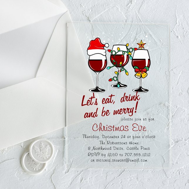 Invitaciones Acrílicas Navidades Cena Cócteles Vino Gafas (Subido por el creador)