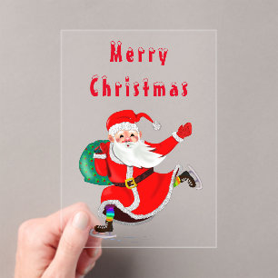 Invitaciones Acrílicas Navidades con regalo de Feliz Santa