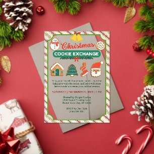 Invitaciones Acrílicas Navidades Cookie Exchange y Fiesta de intercambio 