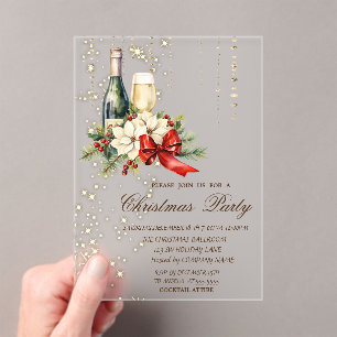 Invitaciones Acrílicas Navidades de Cocktail Holly Berry Red Bow Company