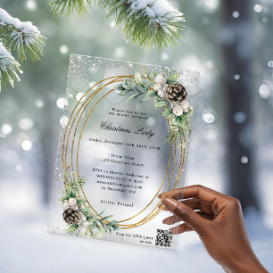 Invitaciones Acrílicas Navidades de la compañía de código QR de verde de 