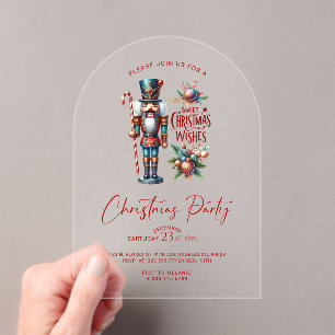 Invitaciones Acrílicas Navidades dulces desean que el Fiesta de Nutcracke
