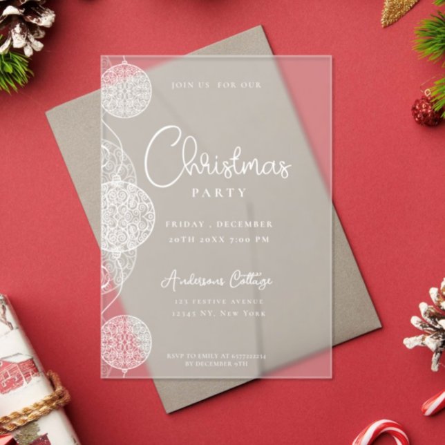 Invitaciones Acrílicas Navidades festivos únicos Fiesta magenta (Subido por el creador)