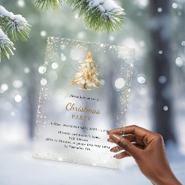Invitaciones Acrílicas Navidades Fiesta árbol de nieve frosted a mano