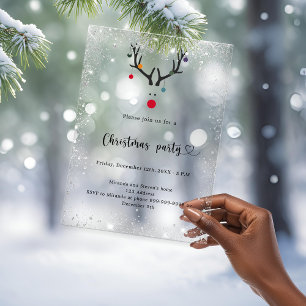 Invitaciones Acrílicas Navidades fiesta reno espumoso moderno