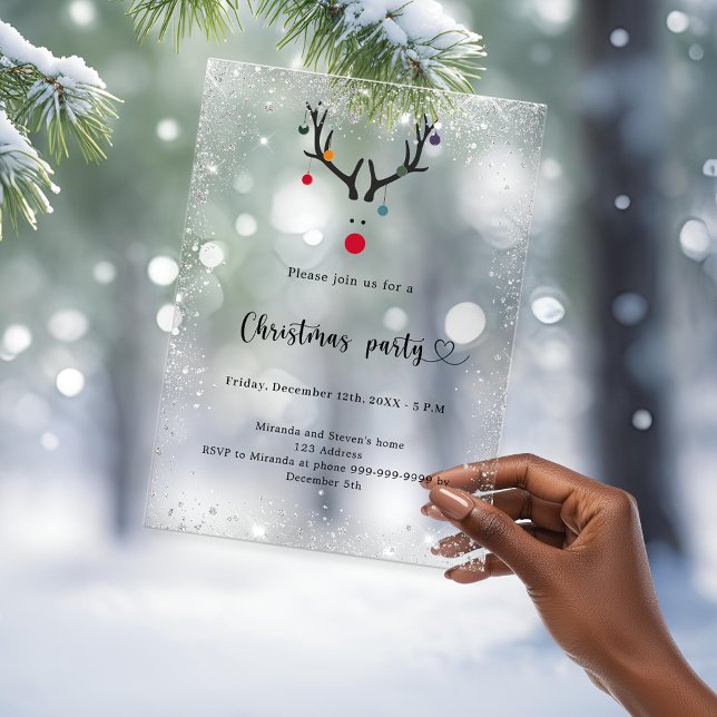 Invitaciones Acrílicas Navidades fiesta reno espumoso moderno (Subido por el creador)