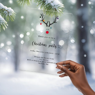 Invitaciones Acrílicas Navidades fiesta reno espumoso moderno