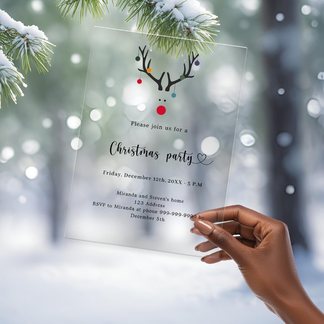Invitaciones Acrílicas Navidades fiesta reno espumoso moderno (Subido por el creador)