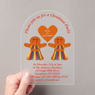 Invitaciones Acrílicas Navidades lesbianas Gingerbread Damas Personalizad