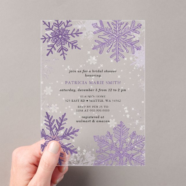Invitaciones Acrílicas Navidades Morple Snowflakes Wind Bridal Shower (Insitu (portátil))